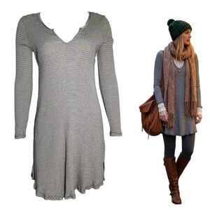 ONEILL Black White Striped Long Sleeve Pullover Dress Women's Sz M Beachy Surf